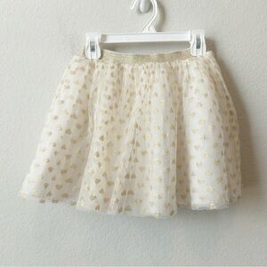 Hanna Andersson Cream Tutu Mini Skirt with Golden Hearts Sz 6-7